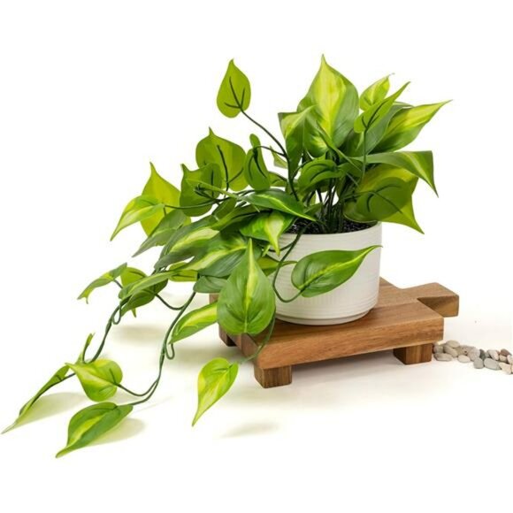 Artificial pothos plant faux trailing ivy in ceramic pot shelf decor indoor outd - Picture 5 of 7